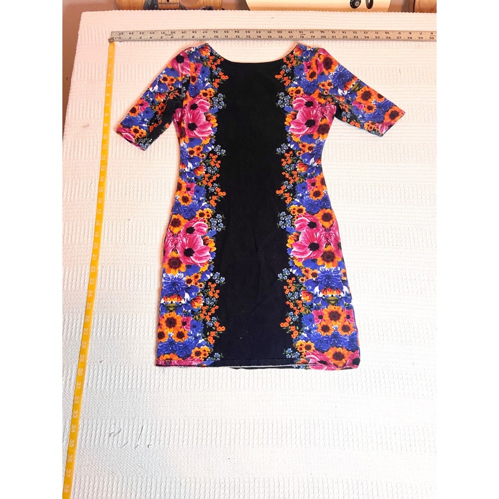 Xhilaration Floral Bodycon Festival Mini Dress Black Pink Blue Small